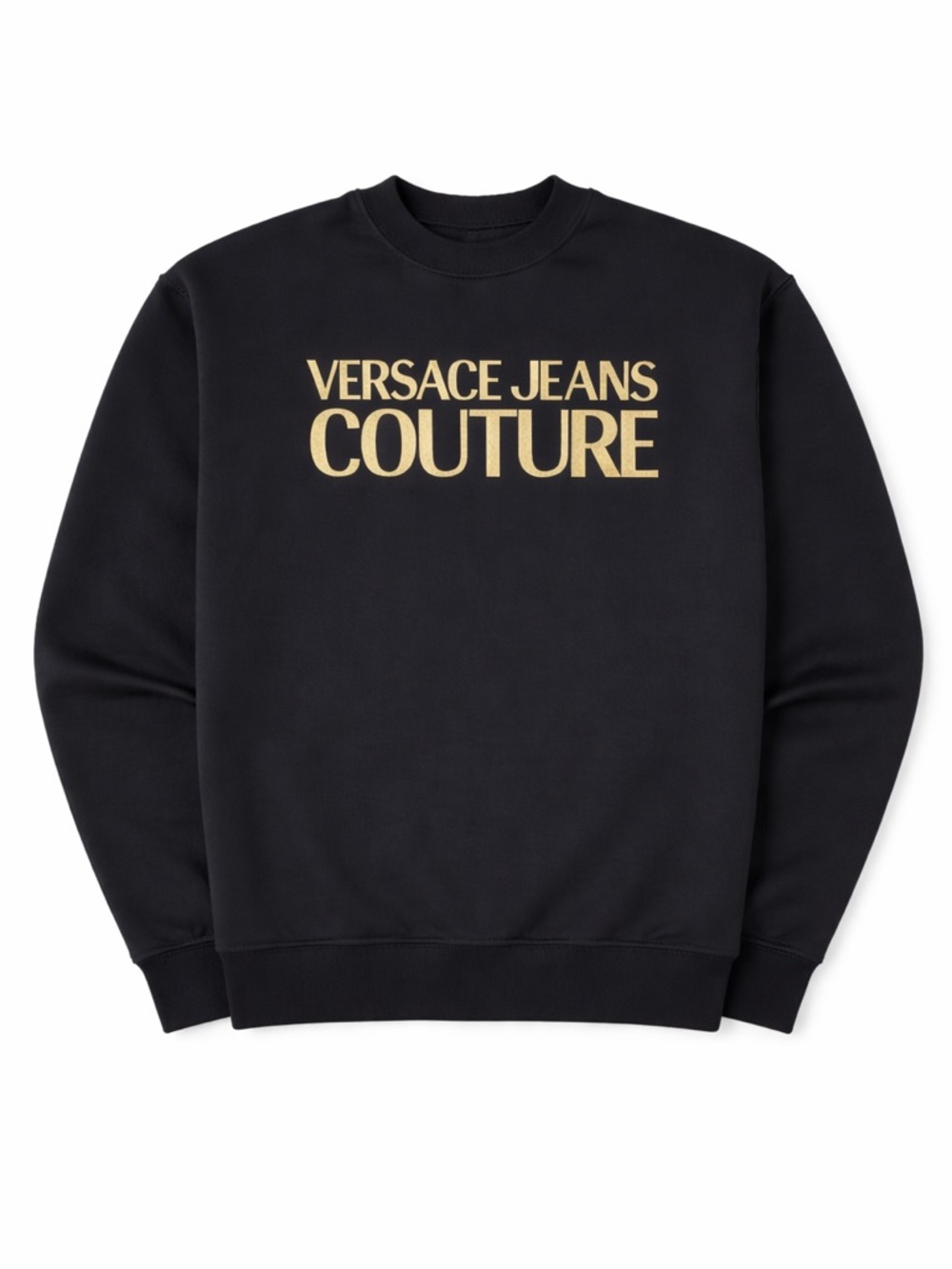 Versace Jeans Couture Black Crewneck Sweatshirt Gold Logo Men’s Luxury Pullover